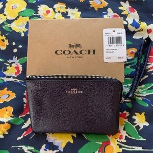 Coach dark blue wristlet